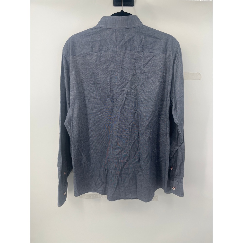 UNTUCKit Mens Slim Fit Long Sleeve Button Down Shirt Navy Blue Cotton Large - Picture 2 of 7